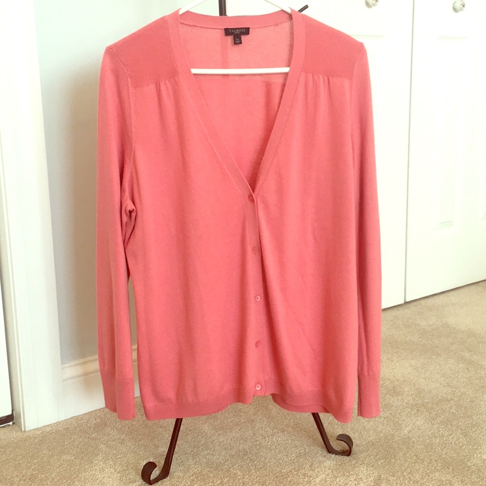 Talbots Large Petite Dark Peach Cardigan